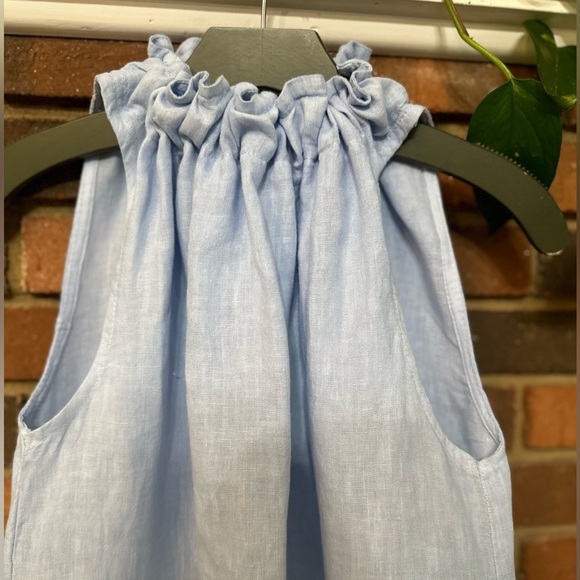 🛍️ light blue 100% Linen  dress with adjustable neck line - Picture 2 of 10